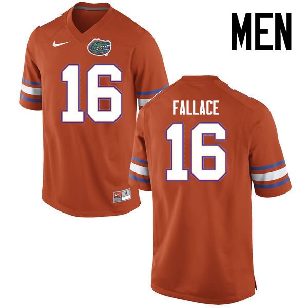 NCAA Florida Gators Brian Fallace Men's #16 Nike Orange Stitched Authentic College Football Jersey FXQ7364WC